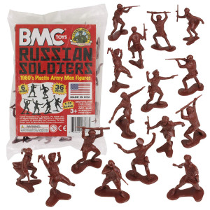 BMC Classic Marx Russian Plastic Army Men - 36pc WW2 Soldier Figures Made in USA