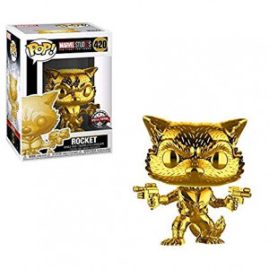 Marvel Funko Pop Studios 10th Anniversary Guardians of The Galaxy Rocket Raccoon Gold Chrome Exclusive Figure