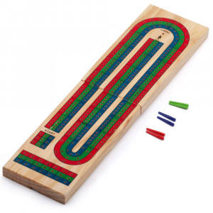 GSE Games and Sports Expert Classics 3-Track Color Coded Wooden Folding Cribbage Board