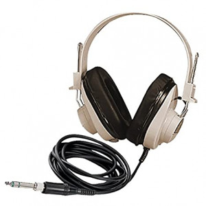 Califone 2924AV Deluxe Mono Headphone, Fully Adjustable Headband, Recessed Wiring For Safety, Replaceable 6' Straight Cord Long Enough To Avoid Accidental Pull Out, White/black