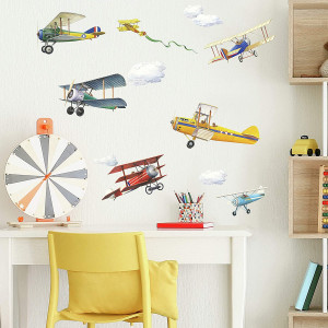 RoomMates Vintage Planes Peel and Stick Wall Decals - RMK1197SCS