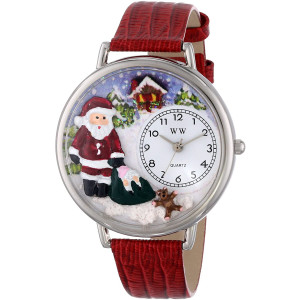 Whimsical Watches Unisex U1220009 Christmas Santa Claus Red Leather Watch
