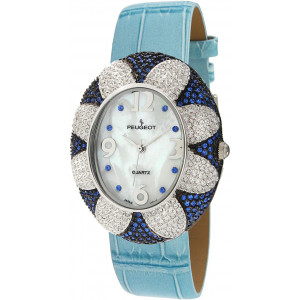 Peugeot Women's Swarovski Crystal Oval Watch with Matching Strap