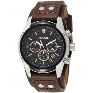 Fossil Men's Coachman Quartz Stainless Steel and Leather Casual Cuff Watch