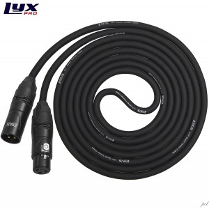 LyxPro Quad Series 50 ft XLR 4-Conductor Star Quad Balanced Microphone Cable for High End Quality and Sound Clarity, Extreme Low Noise, Black