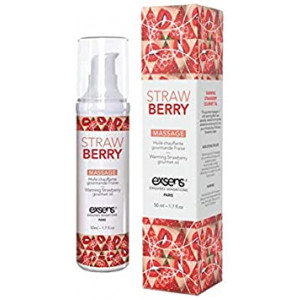 Strawberry Warming Intimate Massage Oil by EXSENS | Vegan, Paraben Free, Body Safe, Condom Friendly, Deliciously Lickable Flavor, Gel Formula | 50 ml - 1.7 fl.oz