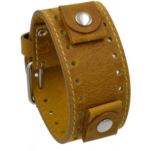 Rev CHO-G Crazy Horse Leather 22mm Lug Width Wide Golden Brown Cuff Watch Band
