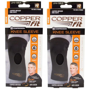 New Copper Fit Knee Sleeve, Men and Women for Compression, Flexibility, Anti-Odor-Size XL- 16"-18" - Total 2 Knee Sleeves