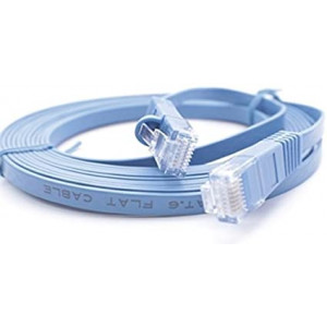 ACL 10 Feet RJ45 Ultra Premium 32AWG Cat6 (550 MHZ) Flat Ethernet Cable, Blue