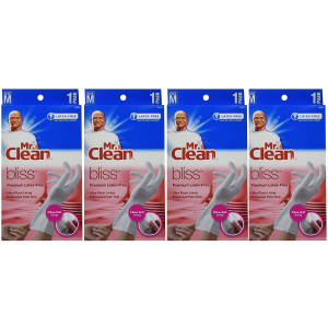 Mr. Clean 243033 Bliss Premium 1-pair Latex-free Gloves, Medium (4 Pack)