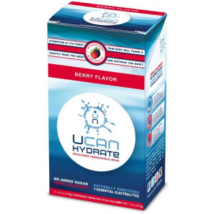 UCAN Hydrate Electrolyte Powder Stick Pack with 5 Key Electrolytes - Berry Flavor. Sugar Free, 0 Carbs, 0 Calories, Gluten-Free, Non-GMO, Vegan, Optimal Hydration (12 Count)