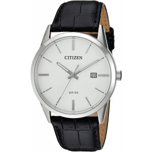 Citizen Men's Quartz Stainless Steel and Leather Casual Watch, Color:Black (Model: BI5000-01A)