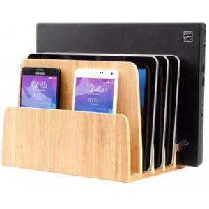 MobileVision Bamboo Multi Device Organizer for Smartphones, Tablets and Laptops, 5 Slots