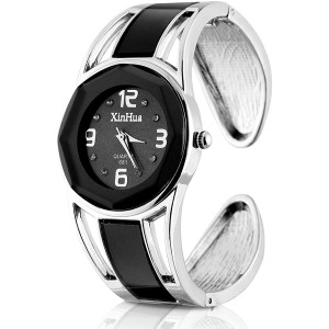 Women Bangle Watch Bracelet Design Quartz Watch with Rhinestone Round Dial Stainless Steel Band Wrist Watches with Women Watch Box