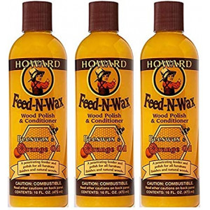 Howard FW0016 Feed-N-Wax Wood Polish and Conditioner, 16-Ounce (3-Pack)