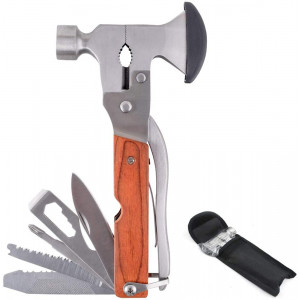 Multifunction Multipurpose MultiTools Multitool Camping Survival Hammer Wood Inlay Handle Metal Portable Multi Tool Outdoor Gadgets Axe