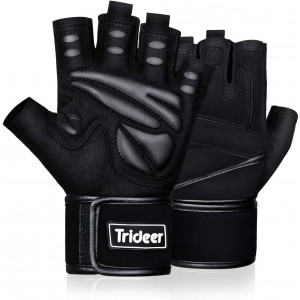 Trideer Padded Weight Lifting Gloves, Gym Gloves, Workout Gloves, Rowing Gloves, Exercise Gloves for Powerlifting, Fitness, Cross Training for Men and Women