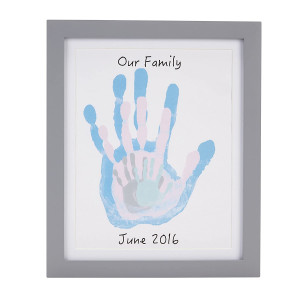 Pearhead DIY Family Handprint Frame and Paint Kit, Family Craft Night Ideas, DIY Gifts, Gray