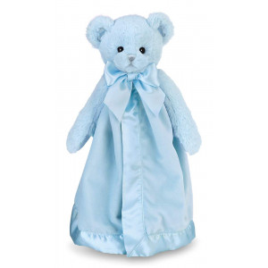Bearington Baby Huggie Bear Snuggler, Blue Teddy Plush Stuffed Animal Security Blanket, Lovey 15"