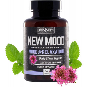 Onnit New Mood - Daily Stress, Mood, Sleep and Serotonin Supplement - Chamomile, Magnesium, Valerian, 5 htp - A Real Chill Pill (60ct)