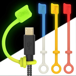 2019 Version - [4-Piece] Cozy USB Caps for Micro USB Cable and Apple Charging Cable Silicone Caps with Dust Protection, Protects During Travel, Portable, Designed by Cozy (Glow Assorted)
