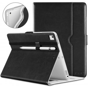 DTTO iPad 9.7 Inch 5th/6th Generation 2018/2017 Case with Apple Pencil Holder, Premium Leather Folio Cover Case for Apple iPad 9.7 inch [Auto Sleep/Wake], Also Fit iPad Pro 9.7/Air 2/Air - Black