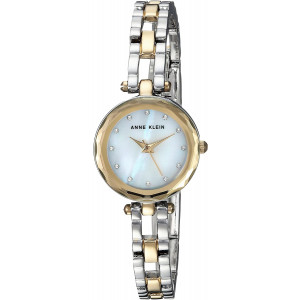 Anne Klein Women's Swarovski Crystal Accented Two-Tone Open Bracelet Watch