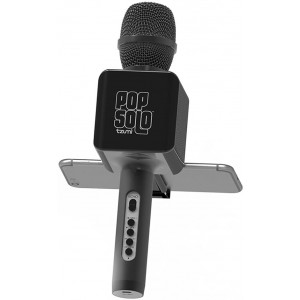 Tzumi PopSolo  Rechargeable Bluetooth Karaoke Microphone and Voice Mixer with Smartphone Holder  Great for All Ages (Black)