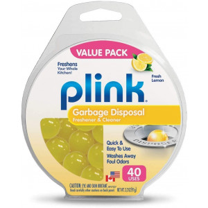 Plink Garbage Disposal Cleaner and Sink Deodorizer with Clean Lemon Scent. Get Rid of The Stink. 40-Count.