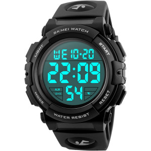 Men's Big Face Digital Sports Watch with Multifunction 50M Waterproof Alarm Stopwatch Calendar EL Backlight 12H/24H