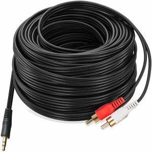 RCA Aux Audio Cable 30 Feet,Ruaeoda 3.5mm Aux to 2RCA Male Stereo Audio Y Cable
