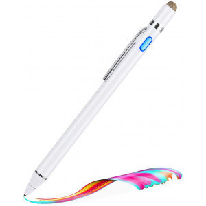 Evach Active Stylus Capacitive Digital Pen with 1.5mm Ultra Fine Tip Stylus for iPad, Drawing Stylus Pen Compatible for Apple Pencil/Samsung Pen on Touch Screens, White