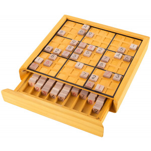 Hey! Play! 80-EC03 Wood Sudoku Complete Set Tiles, Wooden Board and Puzzle Book-Number Thinking Game for Adults and Kids