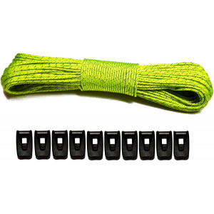 LiteOutdoors Guyline and Tensioner Kit - 1.8mm or 2.5mm Diameter - 60 or 100 feet - Ultralight Reflective Tent Cord, Lightweight Non-Slip Cord Adjusters. Camping Hiking