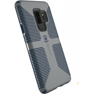 Speck Products Compatible Phone Case for Samsung Galaxy S9 Plus, Candyshell Grip Case, Gravel Grey/Deep Sea Blue