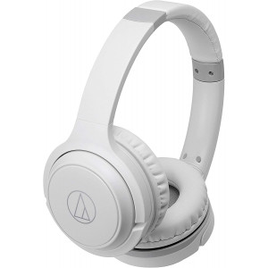 Audio-Technica ATH-S200BTWH Bluetooth Wireless On-Ear Headphones with Built-In Mic and Controls, White