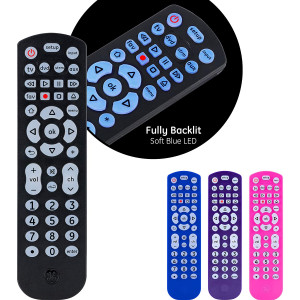 GE Backlit Universal Remote Control for Samsung, Vizio, LG, Sony, Sharp, Roku, Apple TV, RCA, Panasonic, Smart TV, Streaming Players, Blu-Ray, DVD, 4-Device, Black, 40081