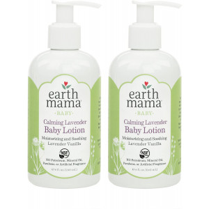 Earth Mama Calming Lavender Baby Lotion with Organic Calendula, 8-Fluid Ounce (2-Pack)