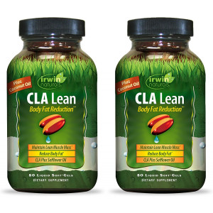 Irwin Naturals CLA Lean Body Fat Reduction High Potency Conjugated Linoleic Acid - Weight Management Supplement and Exercise Enhancement with Safflower and Coconut Oil - 80 Liquid Softgels (Pack of 2)
