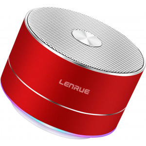 LENRUE Portable Wireless Bluetooth Speaker with Built-in-Mic,Handsfree Call,AUX Line,TF Card,HD Sound and Bass for iPhone Ipad Android Smartphone and More (Red)