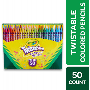 Crayola Twistables Colored Pencils Coloring Set, Kids Indoor Activities At Home, Gift Age 3+ - 50 Count