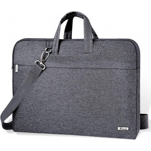 Voova Laptop Bag 17 17.3 inch Water-resistant Laptop Sleeve Case with Shoulder Straps and Handle/Notebook Computer Case Briefcase Compatible with MacBook/Acer/Asus/Hp, Grey