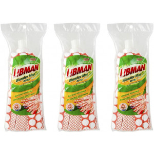 Libman Wonder Refill Pack  for Powerful Cleanup  Three Absorbent Wet Mop Replacement Heads for Hardwood, Tile, Vinyl. Machine Washable