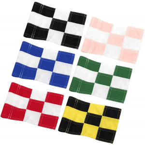 KINGTOP Checkered Golf Flag with Tube Inserted, All 8" L x 6" H, Putting Green Flags for Yard, 420D Nylon Mini Pin Flags