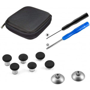 TOMSIN 8 in 1 Magnetic Metal Replacement Thumbsticks Analog Joysticks and T8 Cross Screwdrivers Repair Kit for Xbox One S/Elite and PS4 DualShock 4 Controller