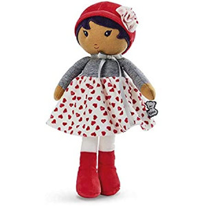 Kaloo Tendresse My First Fabric Doll Jade K 12.5 Soft Plush Figure in Heart Pattern Skirt and Red Hat with Baby Safe Embroidered Face Machine Washable for Ages 0+