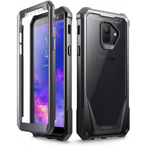 Galaxy A6 Case, Poetic Guardian [Scratch Resistant Back] [Built-in-Screen Protector] Full-Body Rugged Clear Hybrid Bumper Case for Samsung Galaxy A6 (2018) (Do not fit Galaxy A6 Plus) - Black