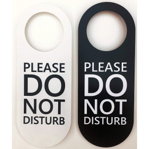 Do Not Disturb Door Hanger Sign, 2 Pack (Black and White) Please Do Not Disturb Sign for Meeting in Session, Office, Home, Clinic, Therapists, Hotel, Health Care