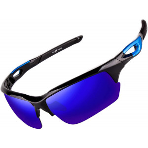 FLEX Polarized Sports Sunglasses for Men and Women. Ultra Tough Lightweight Frame w/HD lens for Cycling Driving Fishing Golf