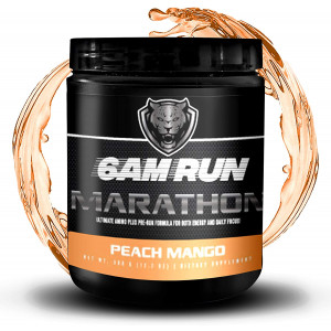 6AM RUN Marathon Run - Pre Workout Powder for Running and Essential Amino Energy Powder - Pre Workout No Jitters - Keto Pre Workout Powder - Vegan Pre Workout Powder - Peach Mango - 40 Scoops